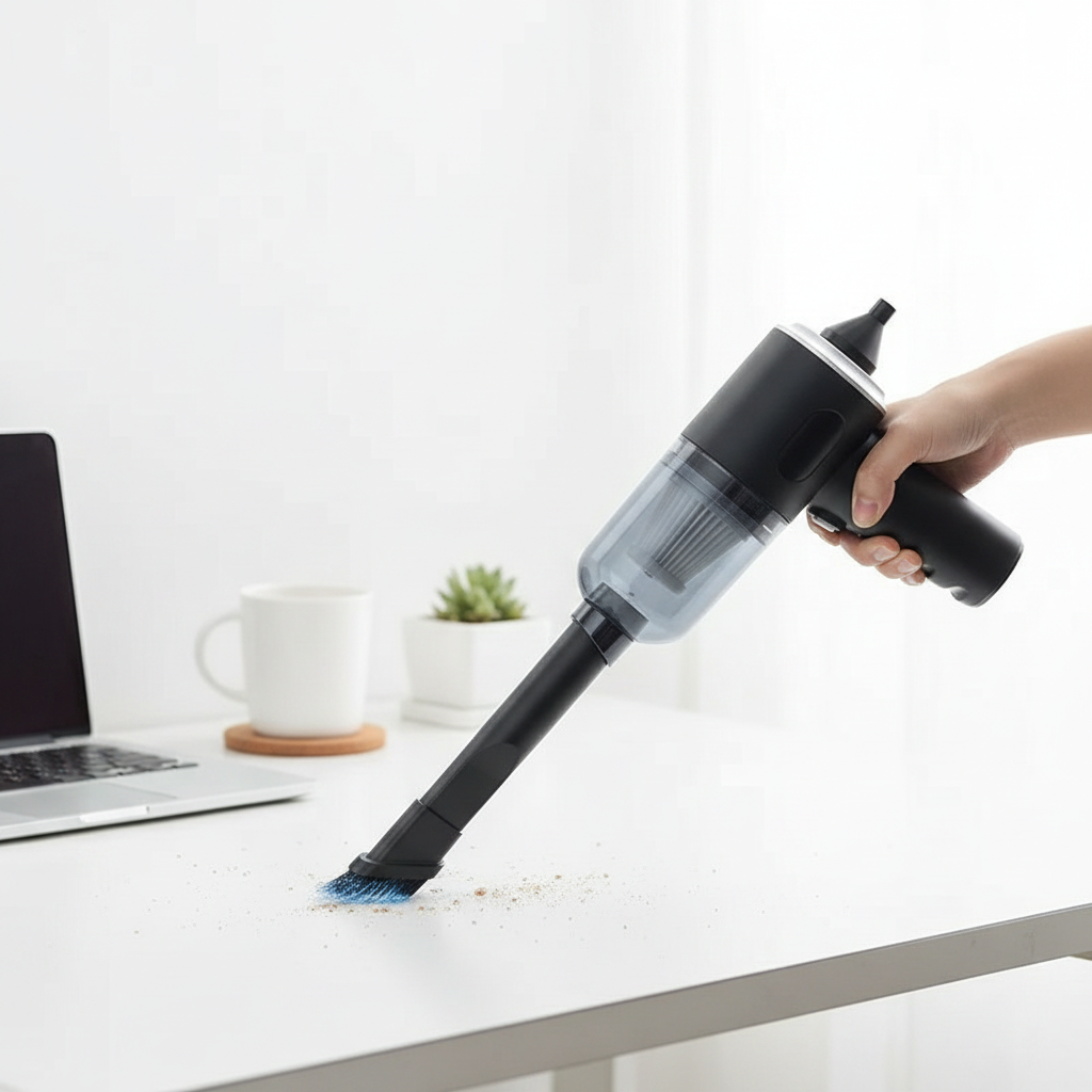 Vacuum in use on desk